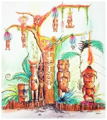 Enchanted Tiki Room concept art by Rolly Crump [Disney]