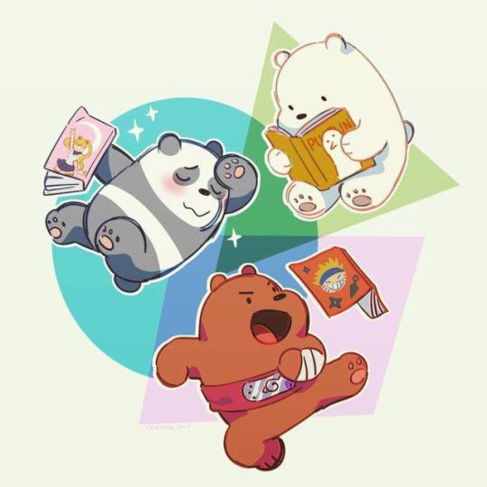 Los Baby Bears disfrutan de su literatura preferida en esta adorable obra de arte de diseño para el espectáculo.