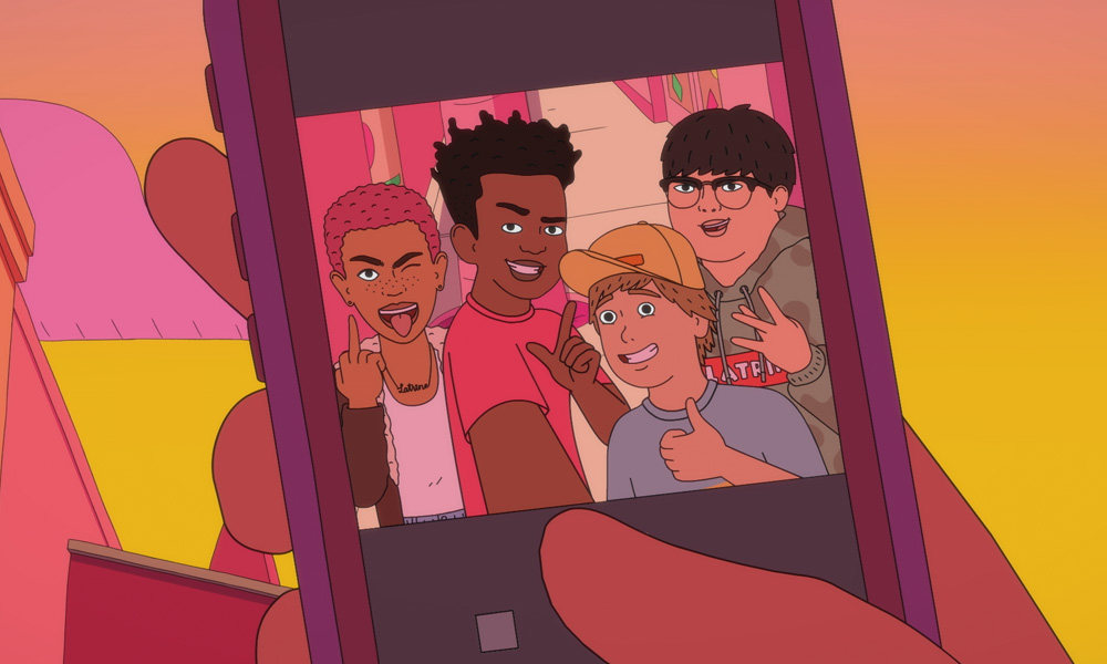 (L-R): Derica (voiced by Kiersey Clemons), Truman (Jaboukie Young-White), Dale (Skyler Gisondo) and Benny (Peter Kim) in Fairfax
