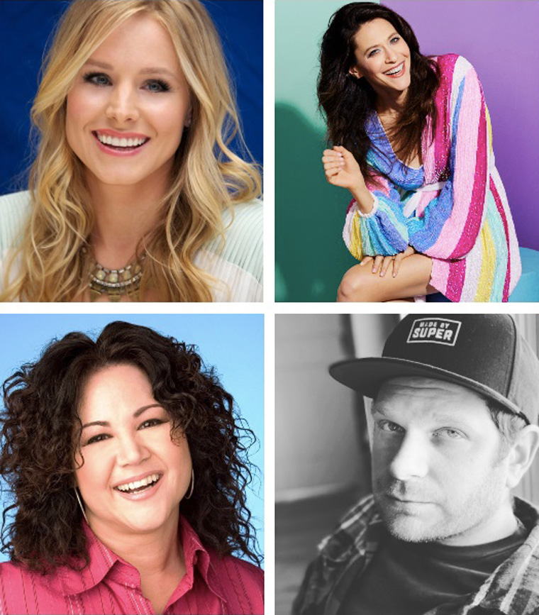 Creative Team: (Clockwise from top left) Kristen Bell, Jackie Tohn, and Michael Scharf and Terry Kalagian