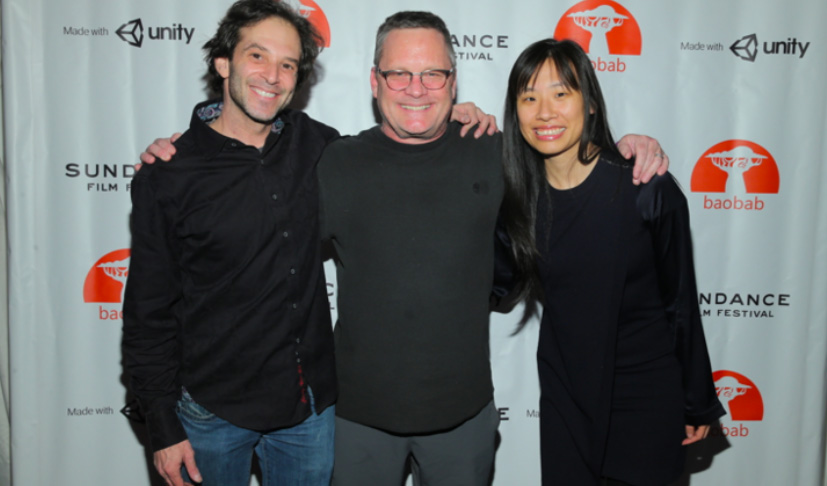 From left, Baobab Studios’ co-founders Larry Cutler, Eric Darnell and Maureen Fan