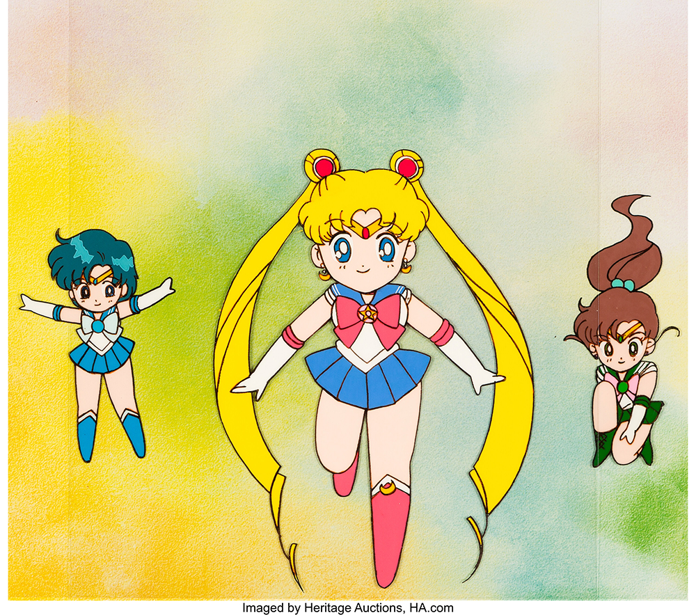 Sailor Moon R - Sailor Mercury, Sailor Moon & Sailor Jupiter Production Cel Setup (Toei Animation, c. 1993-94) Heritage Auctions