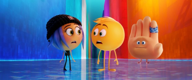 Jailbreak (Anna Faris), Gene (T.J. Miller) and Hi-5 (James Corden) in Columbia Pictures and Sony Pictures Animation’s The Emoji Movie.