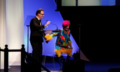 Voice actor Tom Kenny (SpongeBob SquarePants) and the late actress Cloris Leachman entertained audiences at the 41st Annie Awards. [Photo: David Yeh]