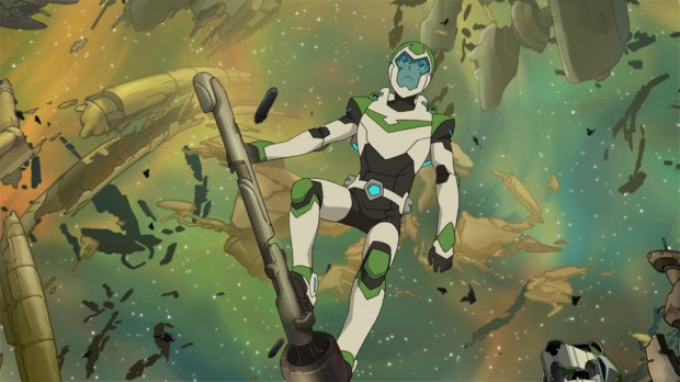 When spit out of the corrupted wormhole, Pidge crash lands on a trash nebula when Season 2 of DreamWorks Voltron Legendary Defender premieres on Netflix January 20, 2017.