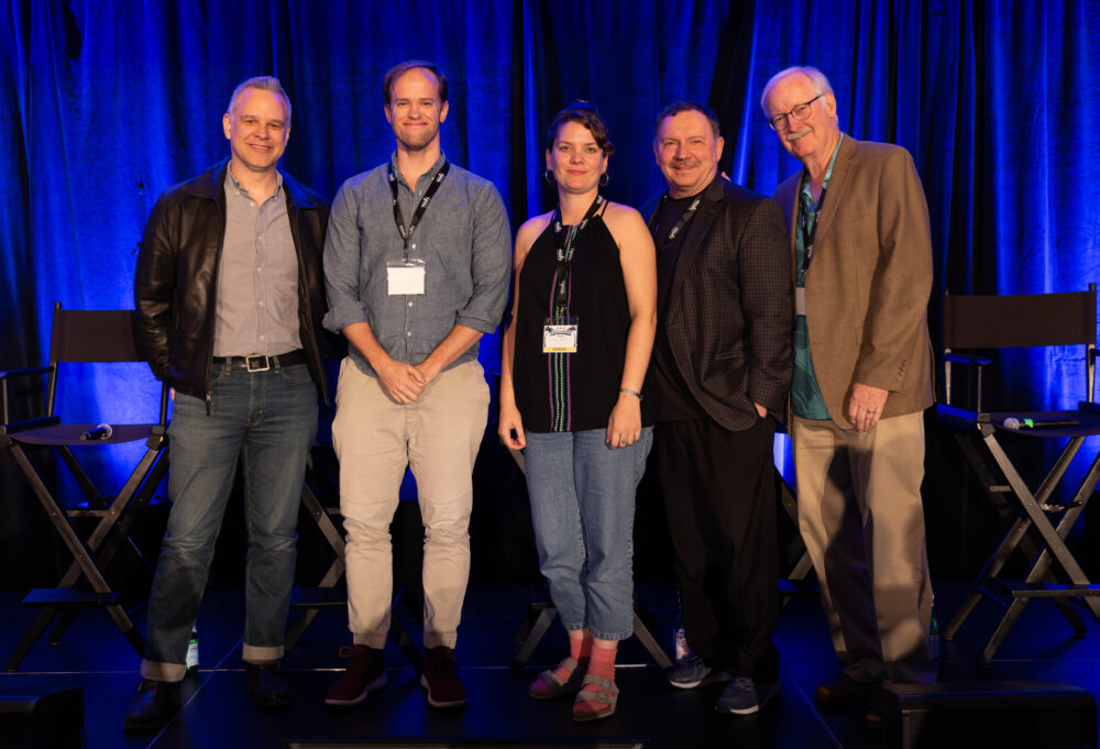 Our Award Seaons Shorts Panel featured from left, Dan Abraham ("Once Upon a Studio"), Ethan Barrett ("Rosemary A.D."), Flóra Anna Buda ("27"), Andreas Deja ("Mushka") and John Musker ("I'm Hip").