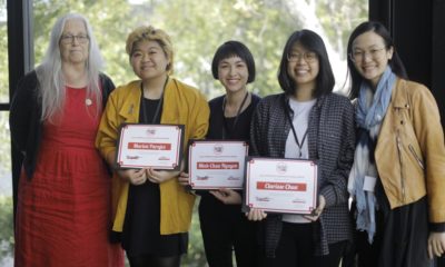 WIA President Marge Dean and Chair of Education Hsiang Chin Moe with L.A.-based scholarship recipients Marion Parajes, Minh-Chau Nguyen and Clarisse Chau, at BRIC 2020 Talent + Innovation Summit.