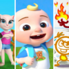 YouTube toon successes include (L-R) Talking Tom & Friends, CoComelon and Peniclmation